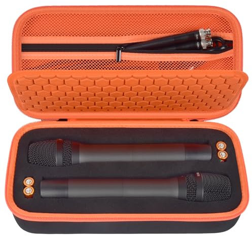 Wireless Microphone Case for JBL Wireless Two Microphone System DIY Foam Also Fits for Singing for TONOR for Shure for Bietrun for ALPOWL, Recivers, Audio Cable, Power Cord- Small(Box Only) (Orange)