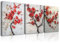 Piy Painting Peinture Murale Fleur De Prunier, Art Mural Sur Toile, Impression Sur Toile Fleur Rouge, Affiches Décorationt Branche d'Arbre Pour Chambre à Coucher Salon Salle De Bain Café, 3x30x40 cm