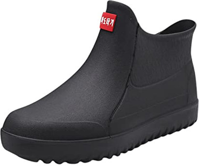 Stivali da pioggia corti da uomo impermeabili da giardino antiscivolo da uomo comoda soletta alla moda leggera stivali da pioggia alla caviglia scrub scarpe da lavoro invernali da donna, Nero , 41 EU