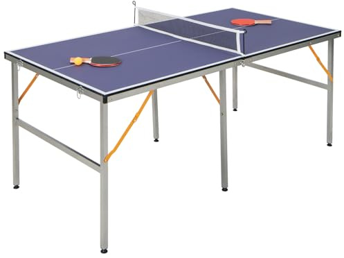 GOPLUS Tischtennisplatte, 180 x 90 x 76 cm Tischtennistisch Indoor klappbar mit Griff, Tischtennis Set mit Netz, 2 Schlägern, 3 Bällen, für Kinder & Erwachsene, Blau