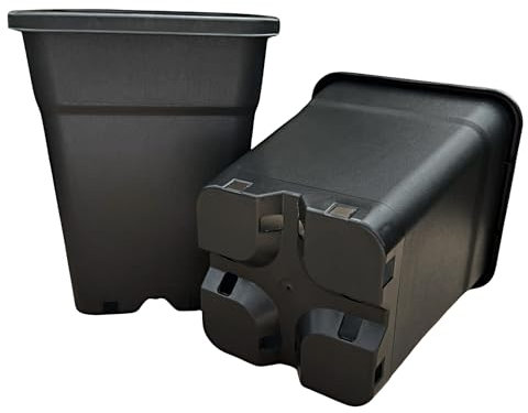 Growcery Heavy Duty Square Plastic Plant Pots - Extra Thick Sturdy Black Nursery Containers for Indoor Outdoor Gardening, Available in 0.5L, 1L, 2L, 3.5L, 5L, 6.5L, 7L, 11L, 14L, 18L & 25L (5, 7L)