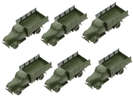 HANABASS 6pcs Mini Army Truck Toys Sandbox Decor Educational Toys Boys and Girls Car Construction Trucks