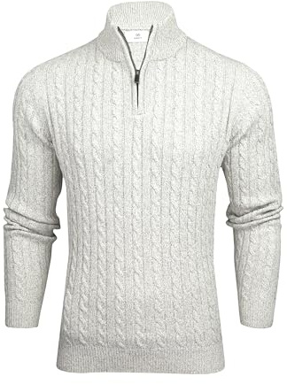 Xact Men’s Quarter Zip Jumper Cotton Rich Regular Fit, 1/4 Zip Pullover Sweater, Smart Casual Knitwear, Classic Zip Neck Jumper
