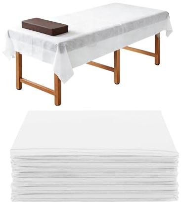 Charmyth Einweg Spannlaken für Massageliegen 80 x 180cm, 20 Stück Wasserdicht & Ölbeständig Vliesstoff Weiß Liegenabdeckung für Massage Spa Tattoo Hotel Salon