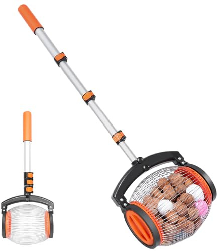 Generisch Nussroller | Teleskopisch Tragbar 3,8 Liter Sammler Mit Weichem Griff,Walnuss Aufsammler Mit Rolle - Für Kastanien, Eicheln, Tannenzapfen, Nüsse Und Im Garten, Rasen Und Hof