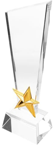 TOBBOMEY Trophée Cristal Étoile Transparent Célébration Récompense Personnalisable pour Étudiants Remise de Prix Sports et Graduations