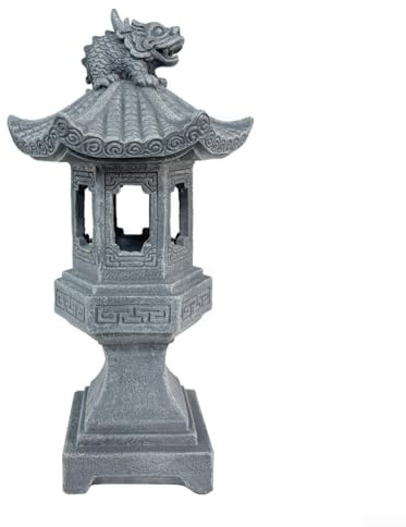 Lanterna a energia solare, stile zen giapponese, tempio in pietra, decorazione da giardino asiatico con illuminazione solare per prato e patio (luci mascotte)
