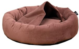 Rohrschneider LAJOS Kuschelinsel für Hunde, Rund mit Hohem Rand, Abnehmbarer Bezug, Handwaschbar, Samtstoff Polyester, Antirutsch-Unterseite, Herausnehmbares Innenkissen (Rose, Gr. L: Ø90x18cm)