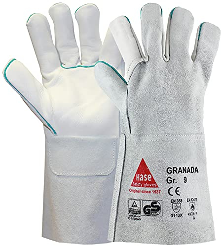 Hase Leichte Schweißerhandschuhe Granada Rindnarbenleder TÜV GS - Gr. 11
