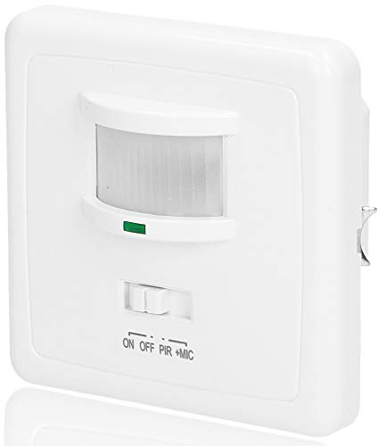 ORNO OR-CR-206 Interruptor de Luz con Sensor De Movimiento y Sensor de Sonido para Caja Eléctrica Øfi60-40W- No es Compatible con la iluminación LED (Detector de Movimiento y Sonido)