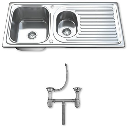 Dihl 1.5 One & Half Bowl Stainless Steel Kitchen Sink with Drainer & Waste 1502