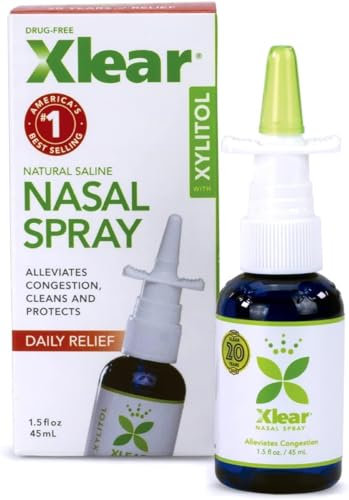 Xlear Spray Nasale Naturale con Xilitolo - Idratante per Naso Secco - Soluzione Salina Delicata - 45 ml (Pack of 1)