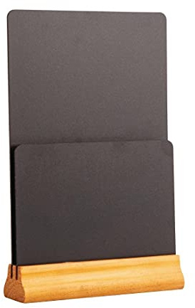 Olympia Double Blackboard Menu Holder with Pine Base, 325x210x55mm | Holds menu cards between two shatterproof melamine boards; wipes clean easily with Securit blackboard cleaner.