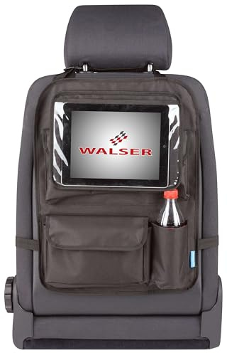 Walser Auto-Rücksitztasche Maxi mit abnehmbarem Tablet-Halter, Auto-Organizer, Auto-Trittschutz, Rücksitzschoner schwarz