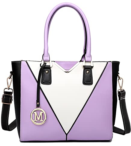Miss Lulu Handtasche Damen, Taschen PU Leder, Schultertaschen Shopper Tote Bag Handtaschen V-förmiges Design Synthetic Ledertasche Mit Abnehmbarem Schultergurt