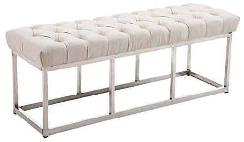 CLP Sitzbank Amun I Mit Stoff-Bezug I Mit Edelstahl-Gestell, Farbe:Creme, Größe:120 cm