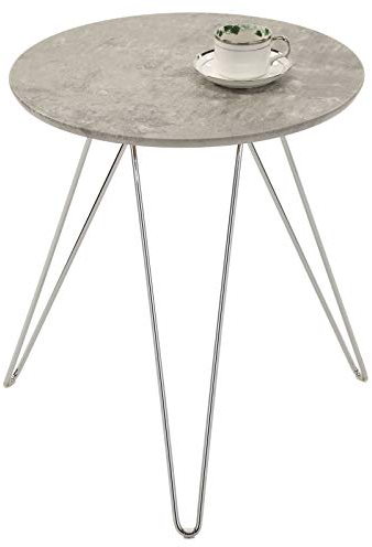 IDIMEX Couchtisch BENNO, Beistelltisch Wohnzimmertisch Sofatisch Stubentisch, rund, Füße aus Metall verchromt, Betonoptik