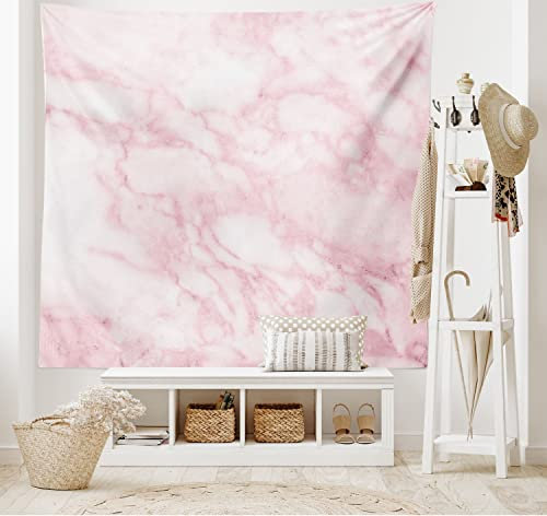 ABAKUHAUS Marmor Wandteppich, Weiche Granit-Beschaffenheit aus Weiches Mikrofaser Stoff Waschbar ohne Verblassen Digitaldruck, 150 x 110 cm, Hellrosa