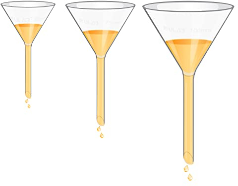 ULAB Scientific UGF1009 - Juego de embudos de cristal (50 mm, 75 mm, 100 mm, ángulo de 60°, vástago corto)