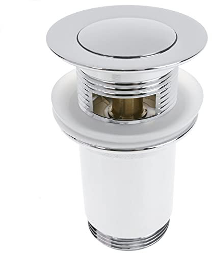 PrimeMatik - Válvula de desagüe 9cm. Tapón para Lavabo y baño Universal G1-1/4 Cromado