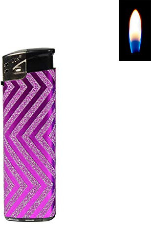 Feuerzeug Glitter Piezo Soft Flamme sehr schöne Optik mit echten hervorgehobenen Glittermustern (1 Feuerzeug (Purpur))