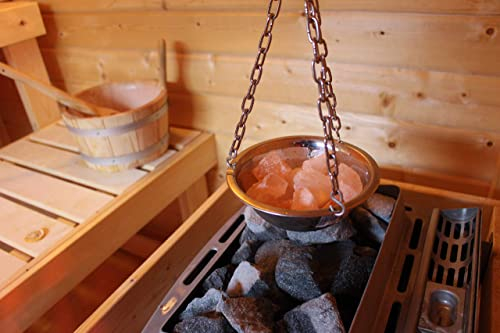Sauna Hängeschale/Verdampferschale aus Edelstahl für Sauna/Infrarotkabine/Sanarium - Aufguss 20cm (Inkl. Salzkristalle)