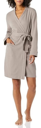 Amazon Essentials Peignoir Long en Tissu Nid D’Abeille Léger (Grandes Tailles Disponibles) Femme, Gris Fumé, XXL