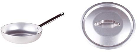 Pentole Agnelli ALMA111B32 Padella Alta per Saltare, Manico Tubolare, Alluminio Professionale, 32 cm & Alma12932 Coperchio Rotondo Pesante Con Ponticello, Alluminio, 32 Cm.