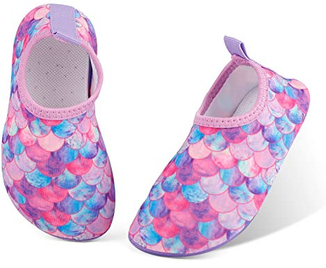 MASOCIO Escarpines Niña Antideslizante Calcetines Zapatos de Agua Verano para Playa Piscina Zapatillas Natacion Talla 33 34 EU Escamas (Talla Fabricante: CN 36/37)