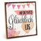 TypeStoff Holzschild mit Spruch – glücklich – im Vintage-Look mit Zitat als Geschenk und Dekoration zum Thema Jetzt und genießen - HS-00758
