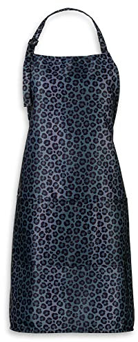 Plum Hill Animal Print Cosmetology Apron for Hair Stylist, Nail Tech, Esthetician, Hairdresser Apron with Pockets, Black, Adult