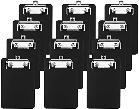 Mogokoyo 12 Stück Mini Klemmbrett 10X15CM Klein Schreibbrett Clipboard für Hotels, Bar, Kneipe, Restaurant (Schwarz)