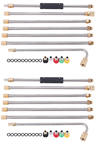 KVSERT 2set de limpieza de canalones Lavadora a presión - Varitas de extensión, limpiador de Lanza Boquilla - 4000 5 puntas