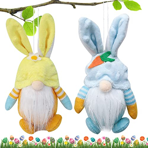 Ostern Deko Wichtel, 2 Stück Plüsch Osterhasen Zwerg Ostern Anhänger, Frühlingsdeko, Osterhasen Puppen, Wichtel für Osterdekoration Osterhase Wichtel Dekor Oster Party Geschenke Aufhängen Deko