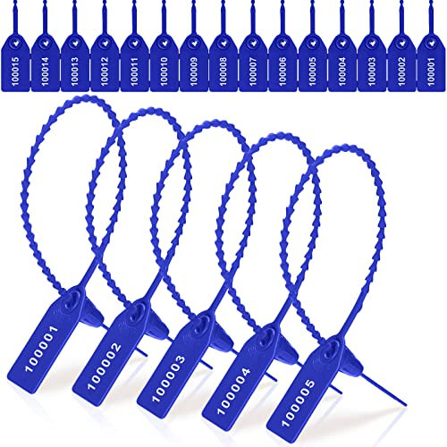 1000 Stück Kunststoff Tamper Seals Feuerlöscher Tags Sicherheitsschilder Sicherheit nummerierte Kabelbinder Etiketten Sicherheit Einweg Selbstsichernde Beschilderung 250 mm Länge (blau)