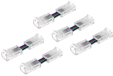 sourcing map 4 Polig 8mm LED Streifen Verbinder, 5 Stück LED lötfrei RGB | Streifenverbinder Unverdrahtete Clips H-förmiger Verbinder für LED Lichtstreifen