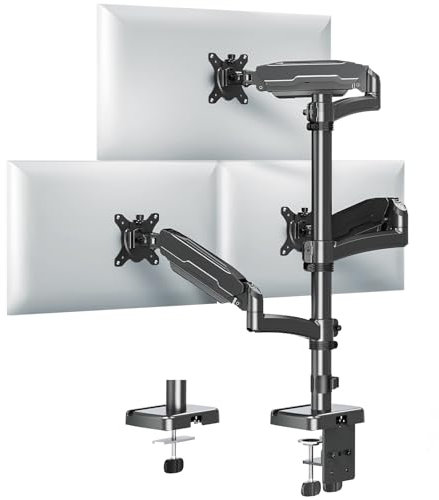 MOUNT PRO Triple Monitor Mount for Max 32 Computer Screen, Adjustable 3 Monitor Desk Mount, up to 17.6lbs Each, Gas Spring Monitor Arm with Tilt Swivel Rotation, VESA Mount 75x75/100x100mm
