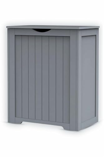 Large Wooden Shaker Style Laundry Toys Clothes Bin Basket Hamper Storage With Lid In 2 Colours (Grey)