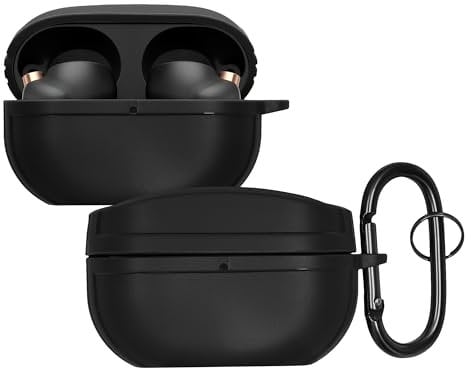 kwmobile Earphones Case Compatible with Sony WF-1000XM5 - Anti-Scratch Protective Two-Part Earbuds Case - Black