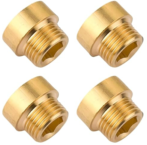Hahnverlängerung G1/2 Zoll x 10 mm, 4 Stück messing Hahnverlängerung G1/2 Zoll(IG Ø 19,5mm x AG Ø 20,3mm) 10mm, verlängerung Fitting, Gewindefitting (Hahnverlängerung G1/2 10mm Ig/Ag)