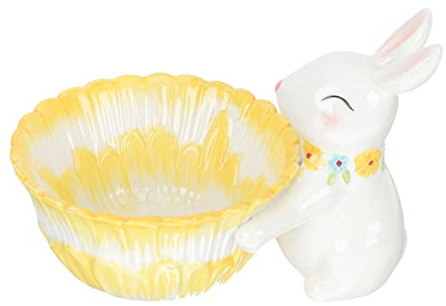 LIFKOME Rabbit Basket Ceramic Bunny Bowl Ceramic Dessert Plate Easter Rabbit Bowl Small Cute Bowl Ring Holder Berry Basket Side Tray Easter Rabbit Decor Candy Jewelry Tray Ceramics