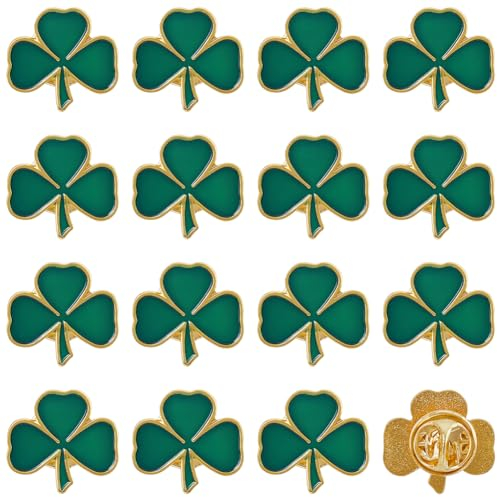 SUNNYCLUE 1 Box 20St St. Kleeblatt Anstecknadeln Zum Patrick'S Day Kleeblatt Anstecknadel Broschen Patrick Day Gastgeschenke Viel Glück Grüne Emaille Dreiblättrige Anstecknadeln Irische Feste Glücksge