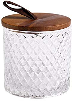 Fvoagaou Acacia Wooden Lid Glass Bottle Household Coffee Storage Tank Tea Container Kitchen Spices Nuts Glass Storage Jar Box 600 ml