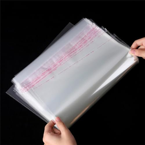 Zydiwo 400 Stück OPP Tütchen Selbstklebend Plastiktüten Cellophantüten Klein Flachbeutel Transparent Weihnachten Tüten Klar Zellophantüt (15 * 24cm)