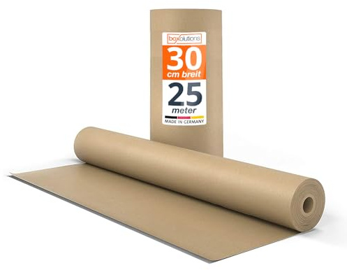 Kraftpapier braunes Papier 0,3m x 25m - Natürliches Geschenkpapier - Papierrolle 25m lang - Geschenkpapier braun - Ideales Paketpapier, Verpackungspapier für Umzug - Packpapier natur