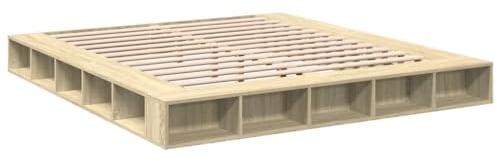 vidaXL Bettgestell, Bett mit Stauraum für Schlafzimmer, Bettrahmen mit Lattenrost, Schlafzimmerbett Doppelbett, Sonoma-Eiche 180x200cm Holzwerkstoff
