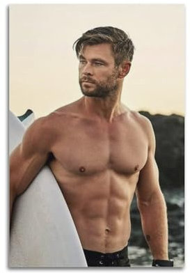 KIUYGPPJ Poster, Motiv: Schauspieler Chris Hemsworth, dekoratives Gemälde, Leinwand, Wandposter und Kunstdruck, moderne Familienschlafzimmer-Dekoration, Poster, 20 x 30 cm