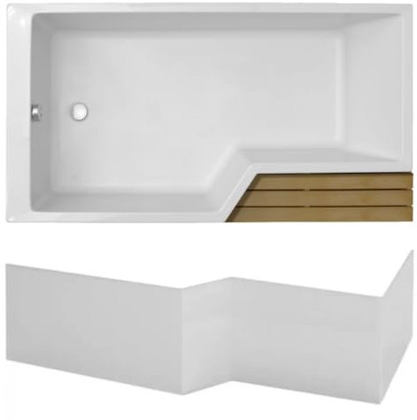 Pack baignoire bain douche antidérapante 150 x 80 JACOB DELAFON Neo blanc mat version gauche + tablier