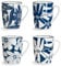 ONEMORE Lot de 4 tasses à café en porcelaine avec poignées, pour latte, cappuccino, thé, cacao, passent au micro-ondes, au lave-vaisselle, résistantes aux rayures – 355 ml