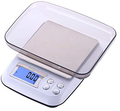 Báscula electrónica digital de cocina de alta precisión de 0,01 g, mini báscula de bolsillo de acero inoxidable para pesaje de alimentos con pantalla LCD, tara y función cero (color: 3 kg/0,1 g) (2 k